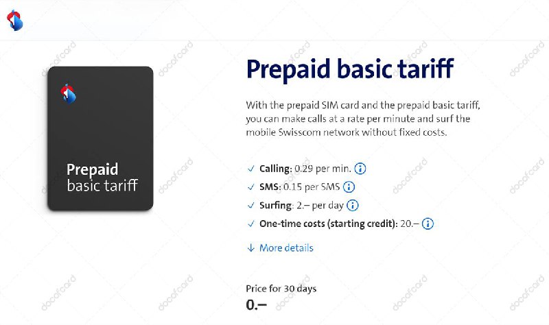 Swisscom Prepaid eSIM 瑞士保号卡#Swisscom #eSIM #瑞士 • 无月租，开卡费 CHF 20 赠送余额 20 • 每年至少使用一次服务，否则停用并回收号码，10 个月不活动将收到短信通知 • 支持 eSIM 转移，支持苹果 eSIM 快速转移✔️详细介绍