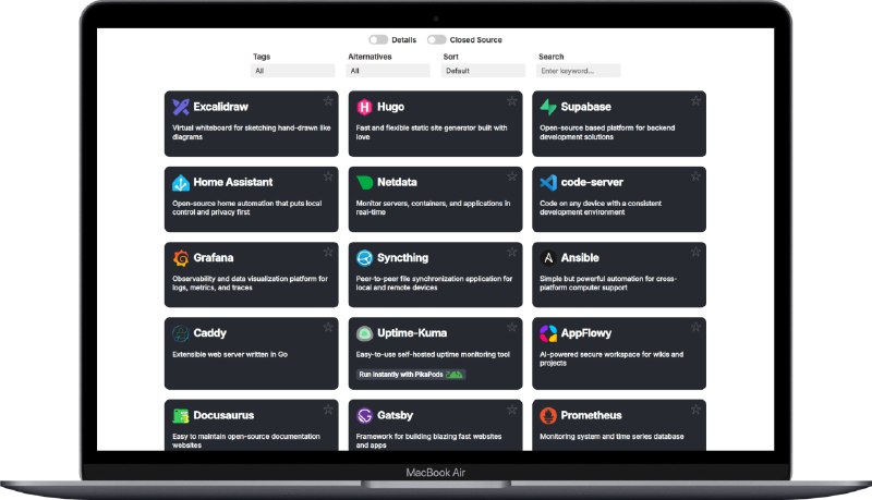 #建站 #NAS #开源 selfh.st - 一份自部署软件清单看了一圈，都是可自部署的项目，可选开源或者闭源